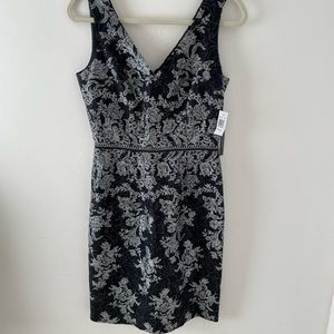 David Meister!!! Silver & Black sparkly, classy upscale luxury cocktail dress!